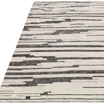 Mason Ikat Modern Abstract Super Soft Carved Hi-Low Rib Textured Charcoal Grey/Cream Rug-Asiatic Carpets-Rug Love - The Most Loved Rug Store